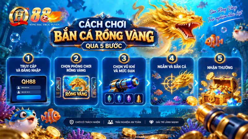 Cách chơi Bắn cá Rồng Vàng qua 5 bước